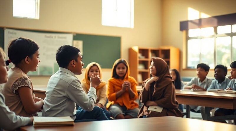 Ruang kelas dengan siswa belajar pendidikan agama.